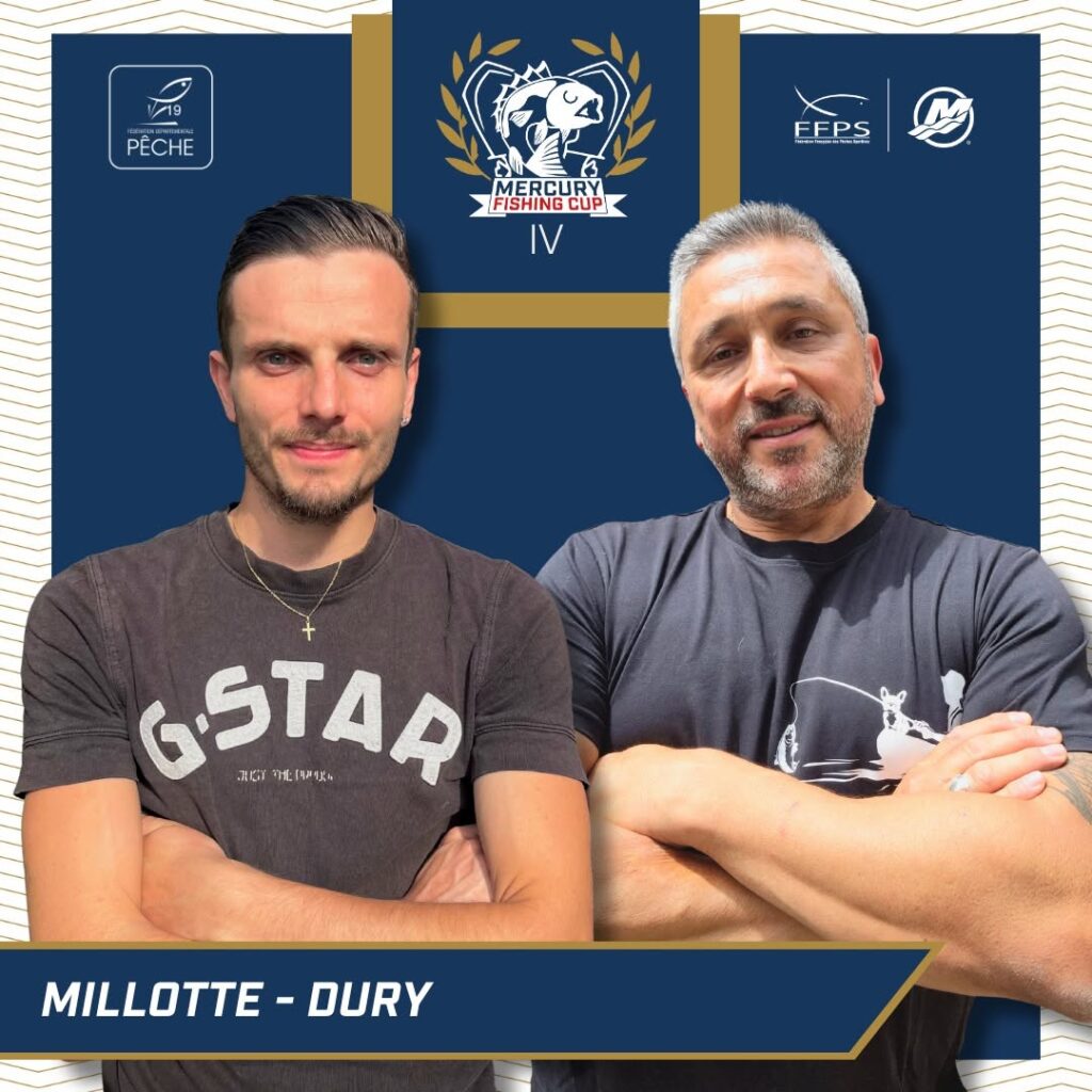 Portrait officiel de l'équipe MILLOTTE / DURY, engagée à la Mercury Fishing Cup IV à Bort-les-Orgues