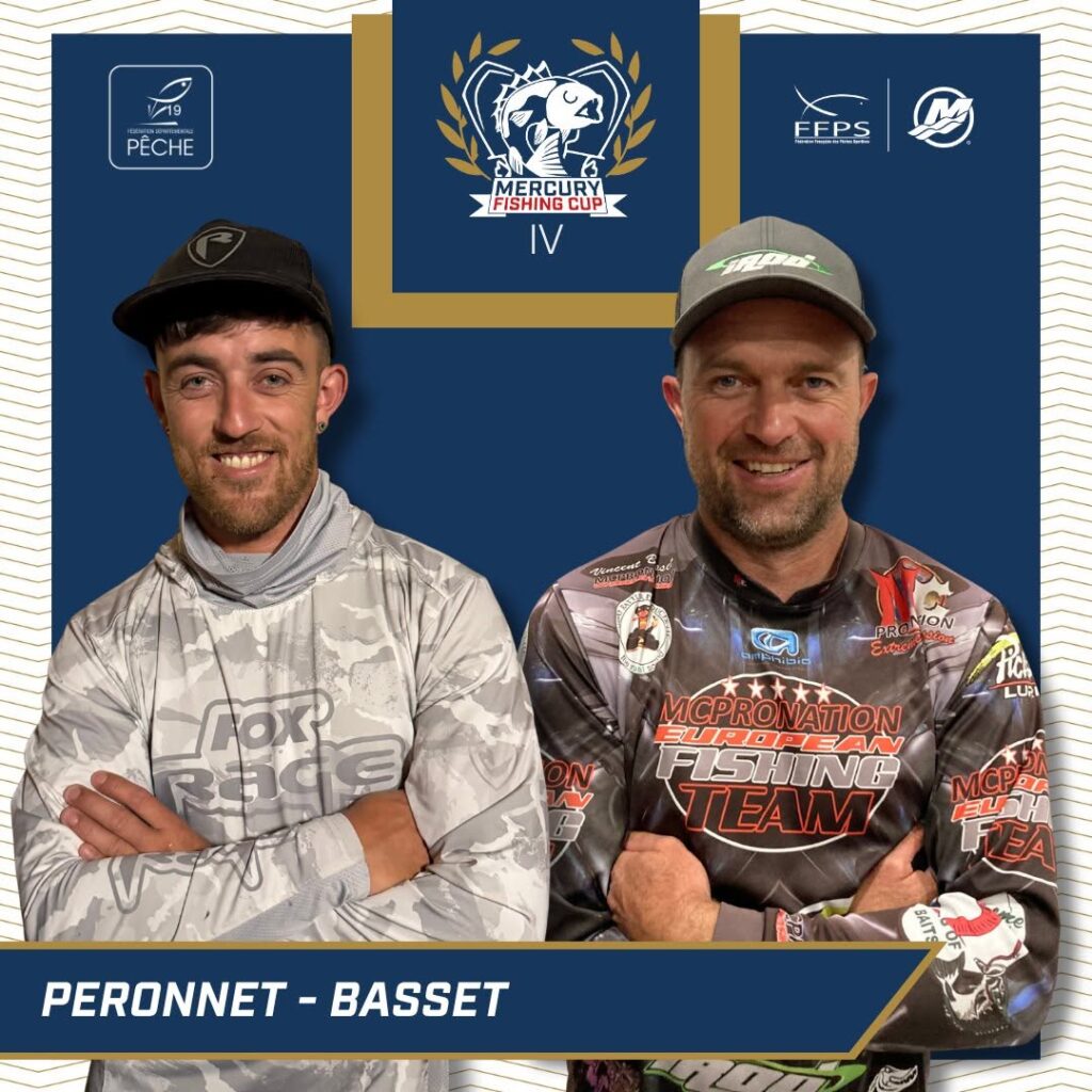 Portrait officiel de l'équipe PERONNET / BASSET, engagée à la Mercury Fishing Cup IV à Bort-les-Orgues