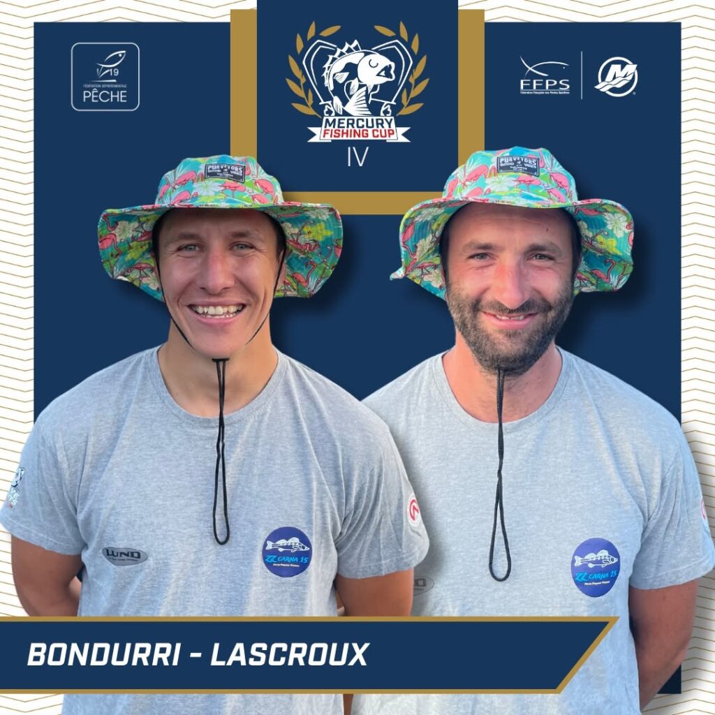 Portrait officiel de l'équipe BONDURRI / LASCROUX, engagée à la Mercury Fishing Cup IV à Bort-les-Orgues