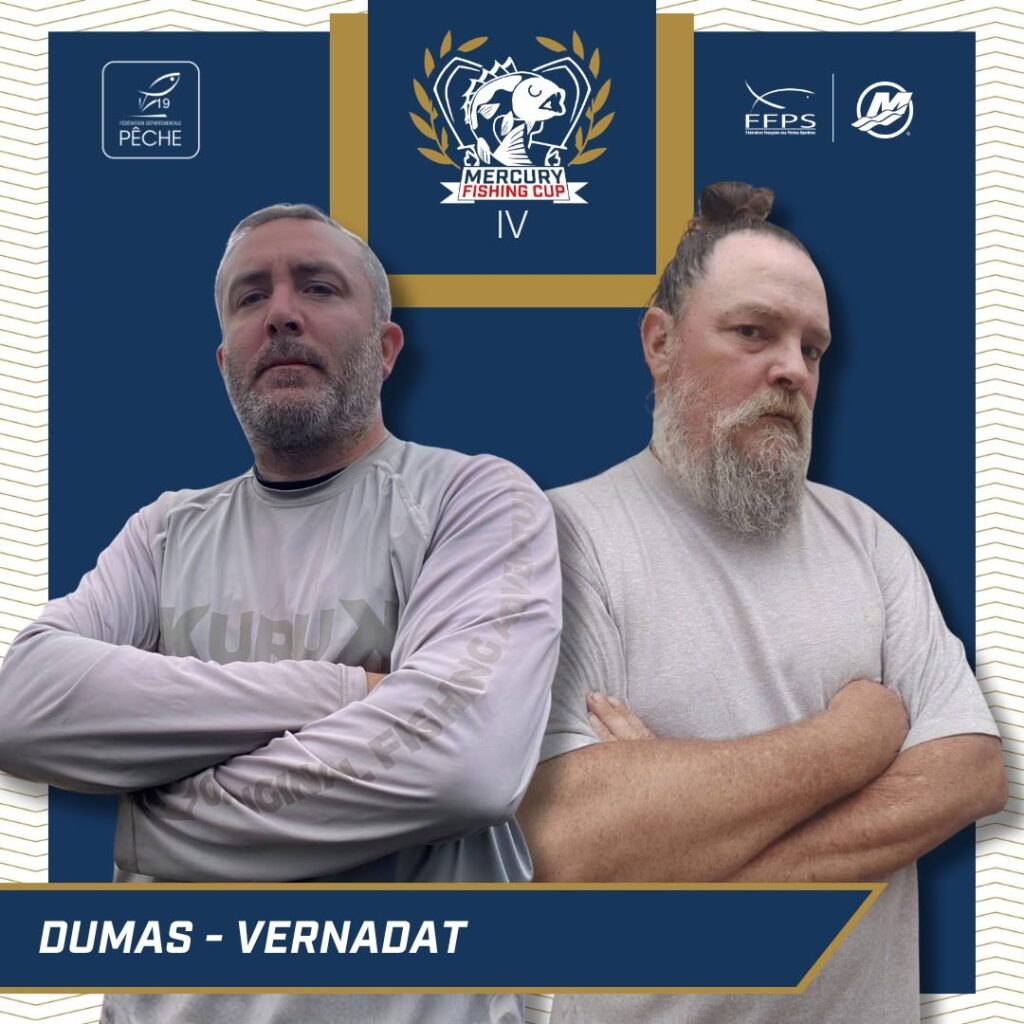 Portrait officiel de l'équipe DUMAS / VERNADAT, engagée à la Mercury Fishing Cup IV à Bort-les-Orgues