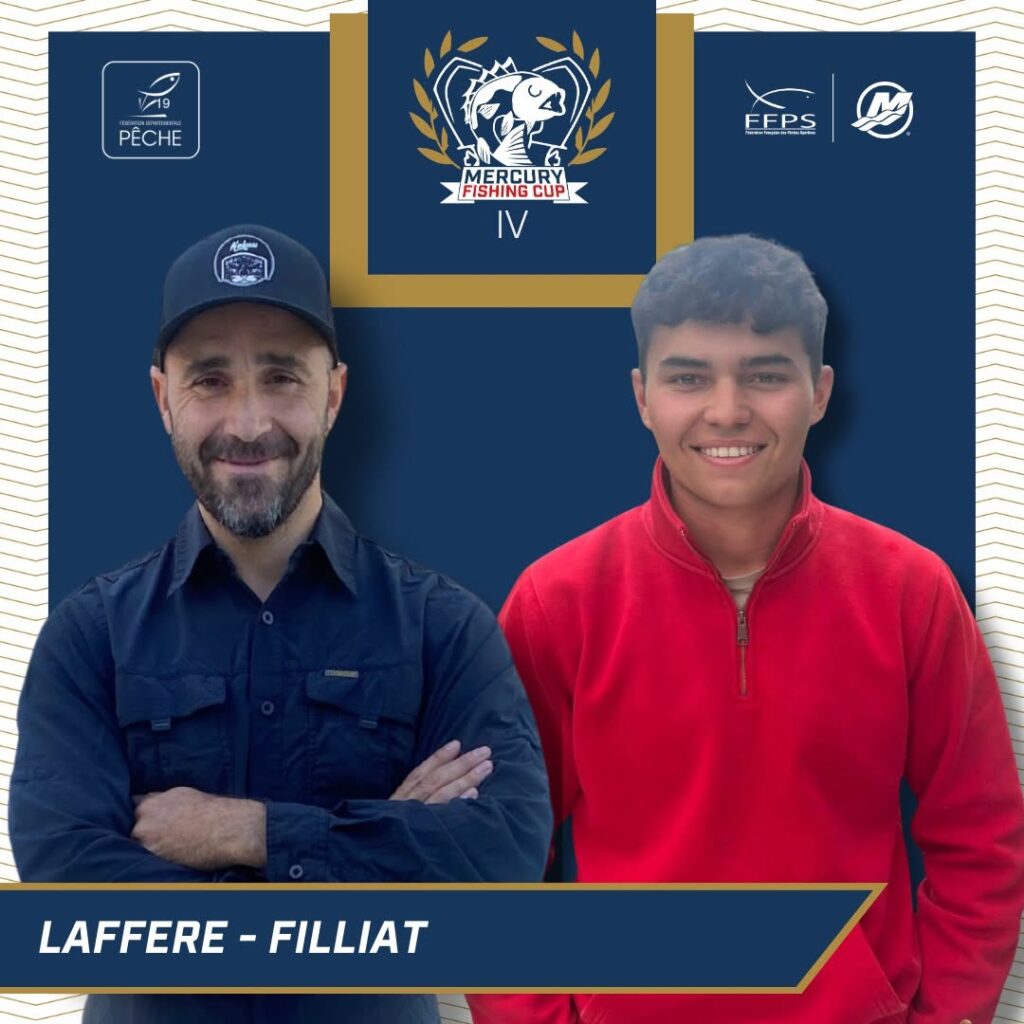 Portrait officiel de l'équipe LAFFERE / FILLIAT, engagée à la Mercury Fishing Cup IV à Bort-les-Orgues