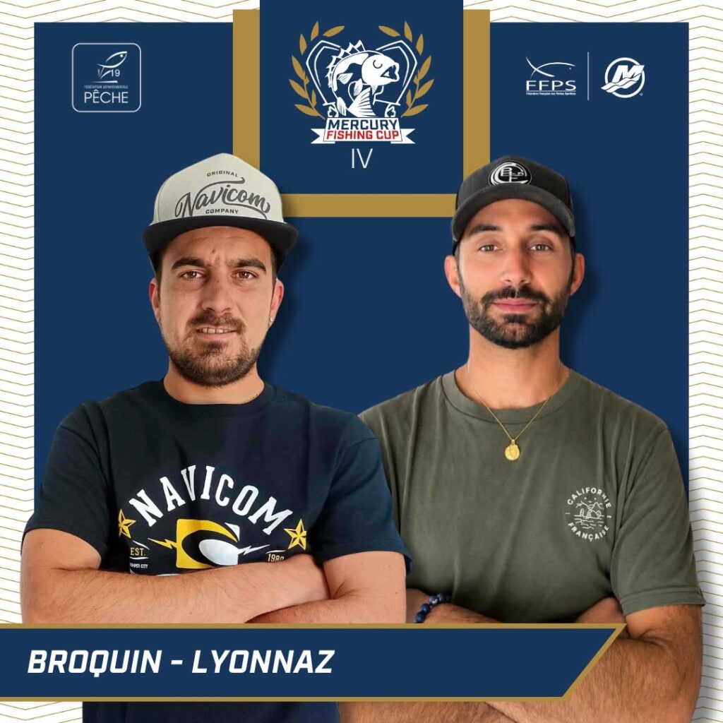 Portrait officiel de l'équipe BROQUIN / LYONNAZ, engagée à la Mercury Fishing Cup IV à Bort-les-Orgues