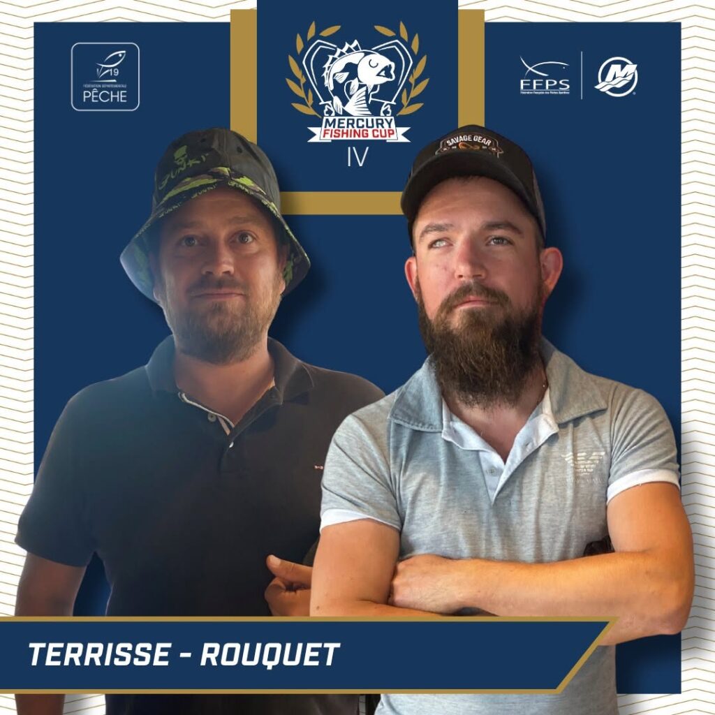 Portrait officiel de l'équipe TERRISSE / ROUQUET, engagée à la Mercury Fishing Cup IV à Bort-les-Orgues
