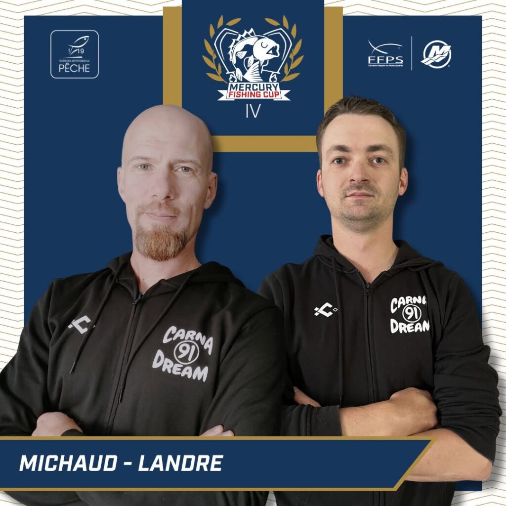 Portrait officiel de l'équipe MICHAUD / LANDRE, engagée à la Mercury Fishing Cup IV à Bort-les-Orgues