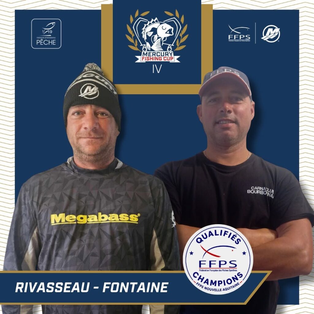 Portrait officiel de l'équipe RIVASSEAU / FONTAINE, engagée à la Mercury Fishing Cup IV à Bort-les-Orgues
