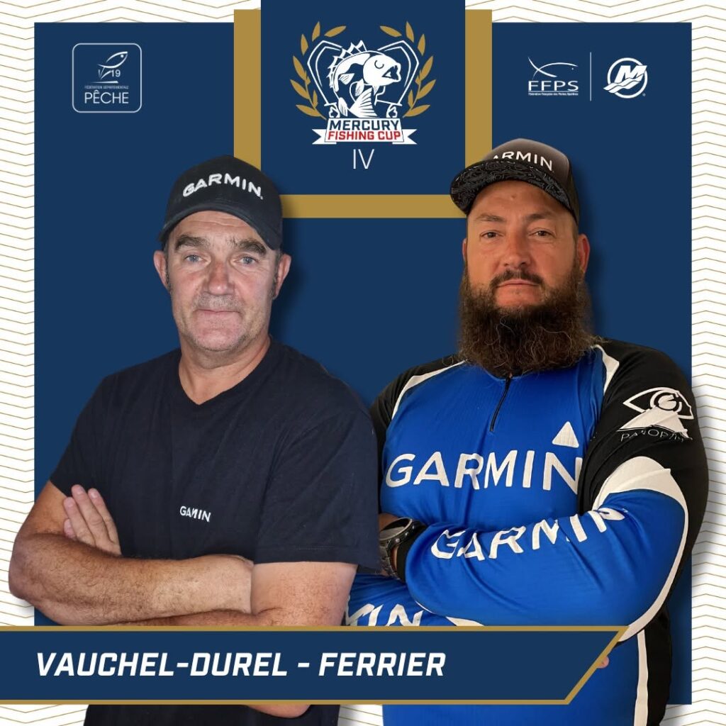 Portrait officiel de l'équipe VAUCHEL-DUREL / FERRIER, engagée à la Mercury Fishing Cup IV à Bort-les-Orgues