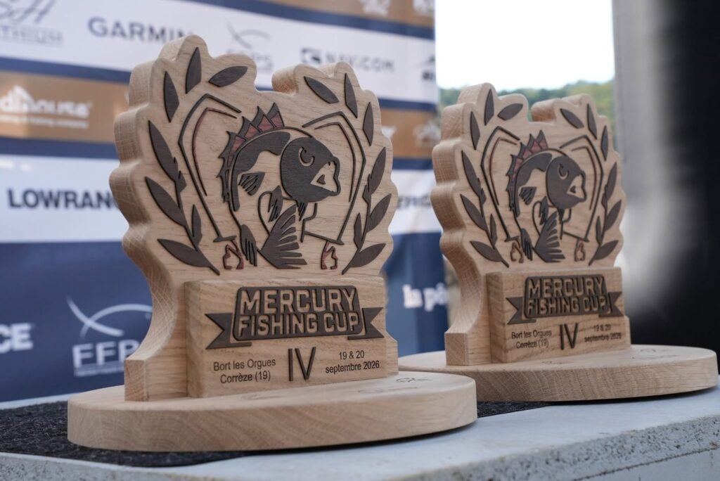 Trophées en bois de la Mercury Fishing Cup IV, championnat de France FFPS Carnassier 2026