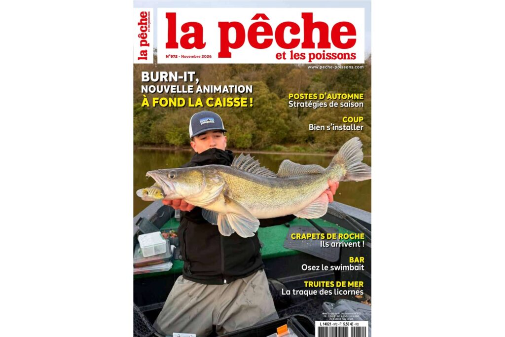 Couverture de La Pêche et les Poissons n°972, novembre 2026 : un gros sandre d’automne pris du bateau